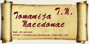 Tomanija Macedonac vizit kartica